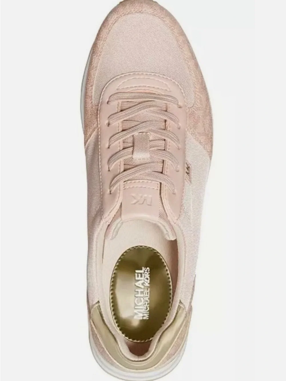 Michael Kors Pale Pink Platform Lace-Up Sneakers with Gold Accent